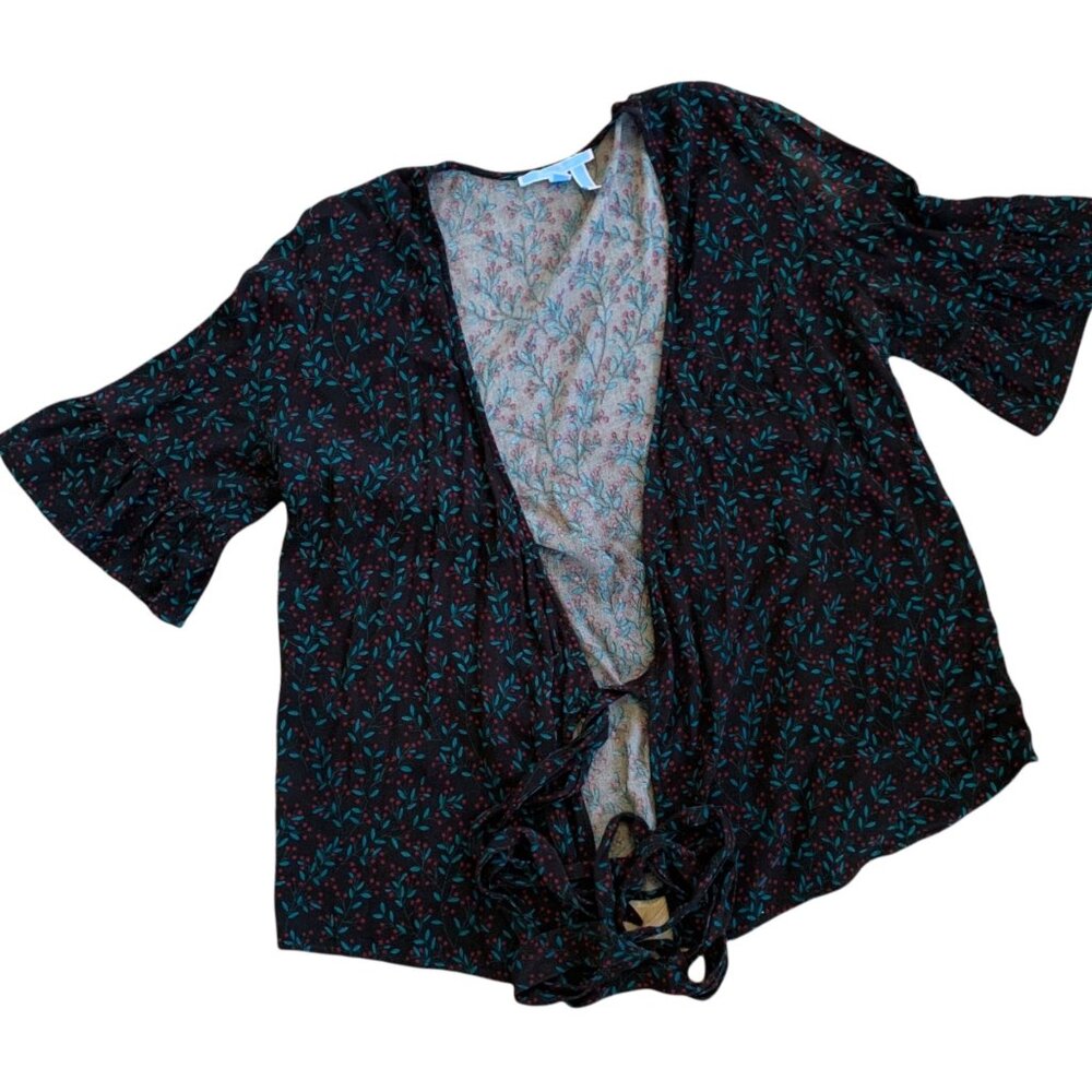 Draper James Botanic Print Waist Tie Blouse 14